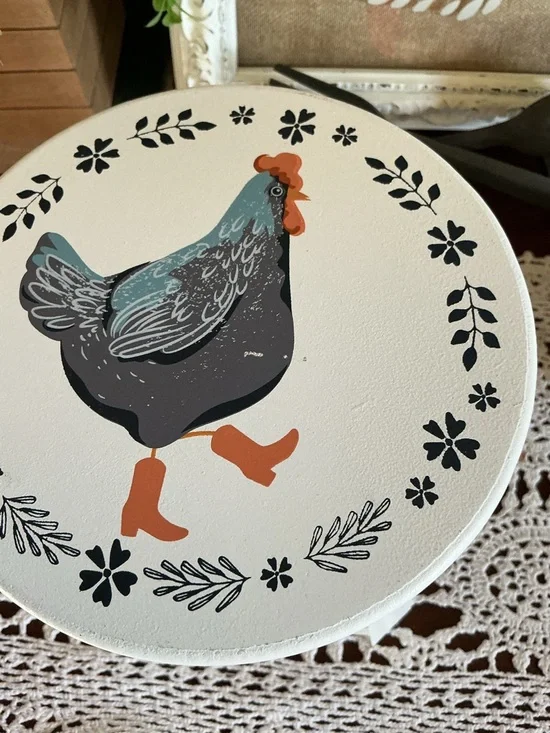SOLD ❌Hand-Painted Farmhouse Chicken Mini Stool/Riser. Read - Picture 6 of 12